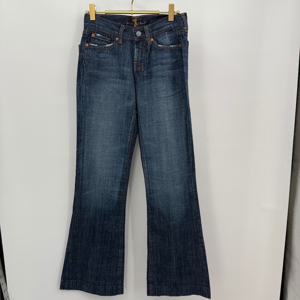 7 For All Mankind‎ Womens Jeans Blue Denim Bootcut Distressed Sz 2 Boho Y2K West